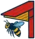 Bees hovering at the eaves