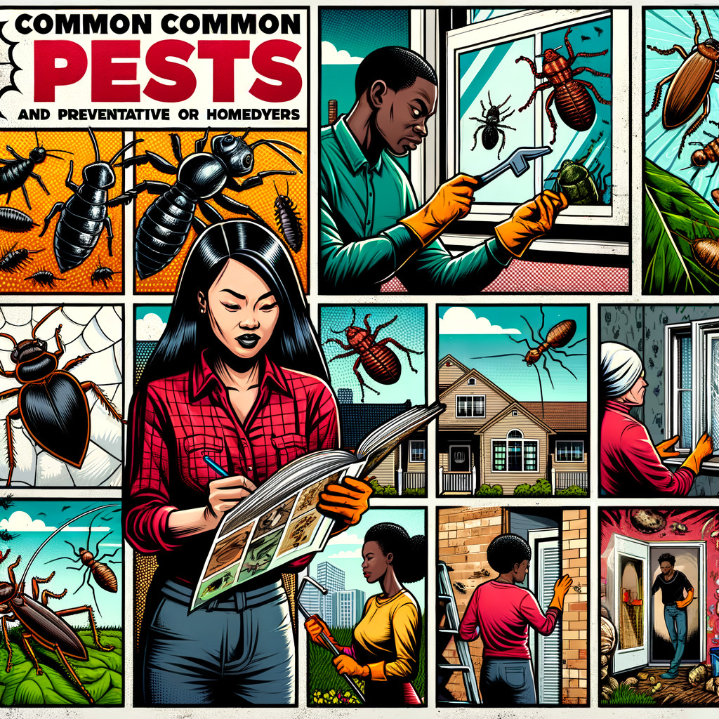 Comic style infographic on common household pests and prevention.